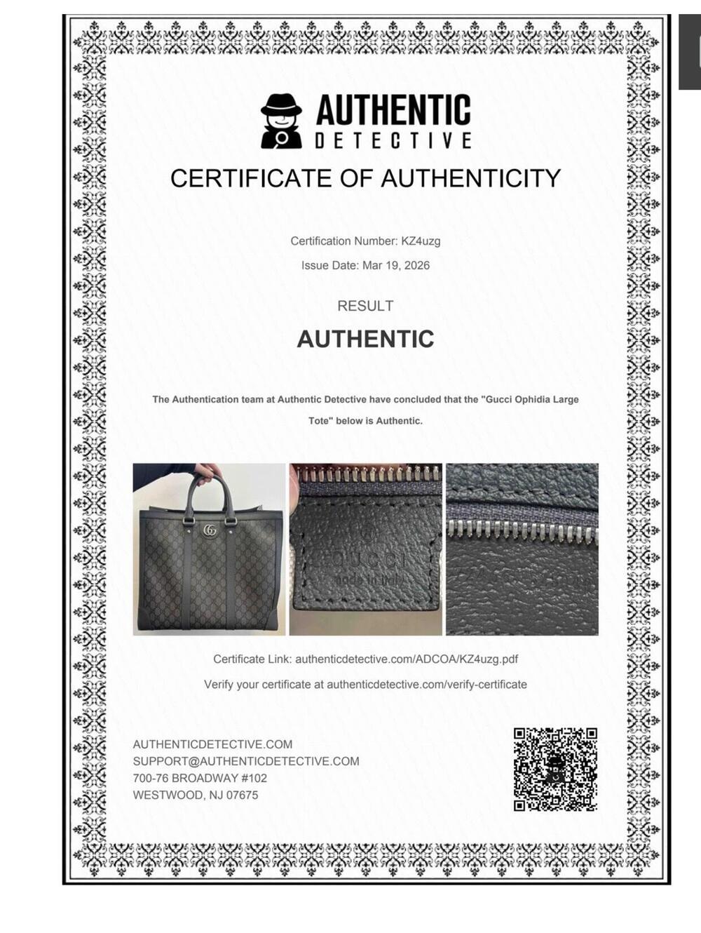 Gucci GG Supreme Monogram Tote Bag With Web Strap Gray Black - Picture 14 of 14